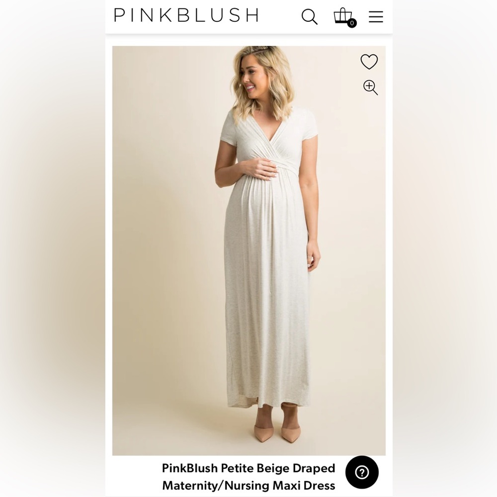 PinkBlush Petite Draped Maternity/Nursing Maxi Dress
